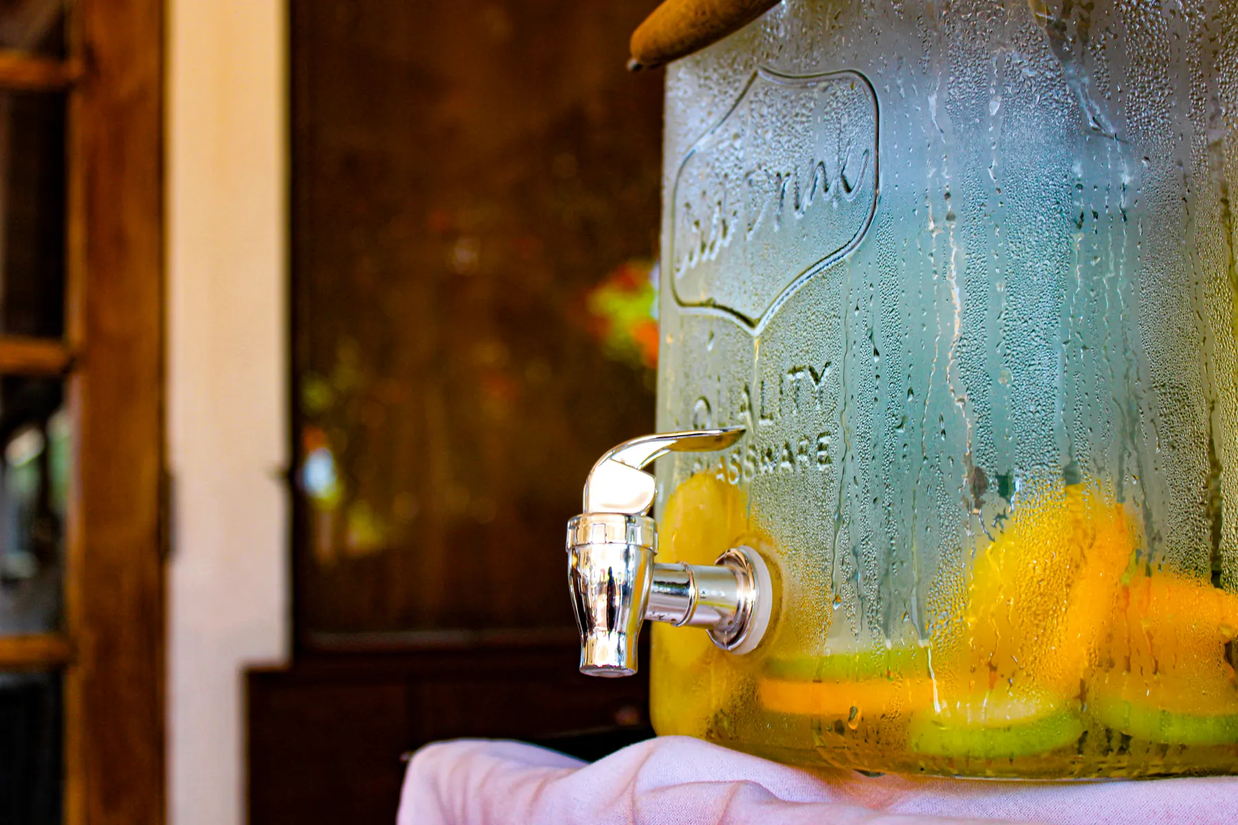 Agua fresca dispenser on the patio